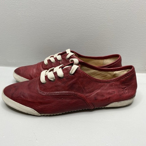 Frye Shoes - Frye Melanie Leather Sneakers Low Top Lace Up Burnt‎ Red Size 9M